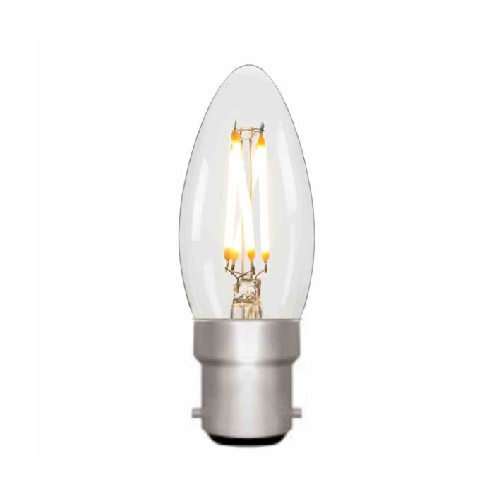 Zico C35 LED Filament Candle Bulb B22 4W 2700K Warm White 330lm Dimmable Clear | 30W Equivalent | CRI 95